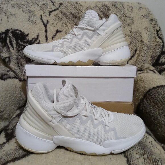 Adidas D.O.N Issue #2 Donovan Mitchell Triple White Cloud Basketball Shoes - Picture 1 of 6